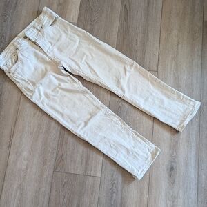 Cream Straight-Leg Jeans